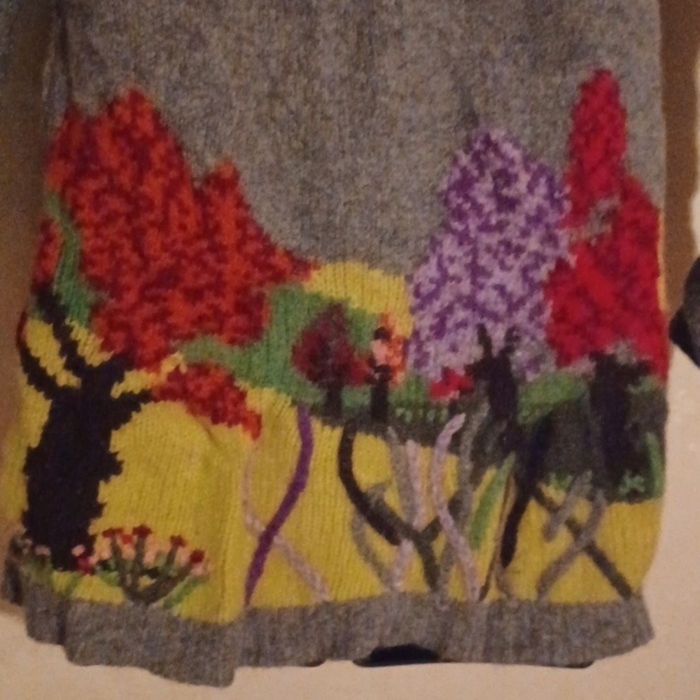 INGRID Hass 100% Lamb's Floral Pattern Accented Cardigan. Size Small.Anthro. - Picture 7 of 12